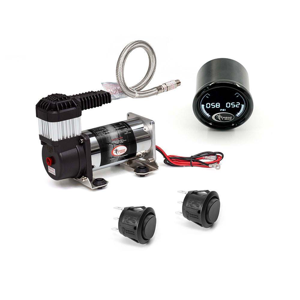 AC3004D - Dual Rocker Air Control Kit with Heavy Duty Compressor & Digital Gauge